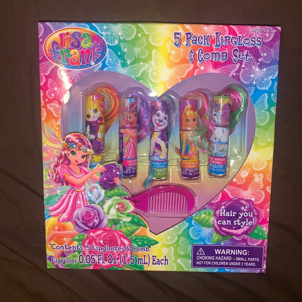 Lisa Frank rare 5 pack lipgloss & comb set. (NEW)